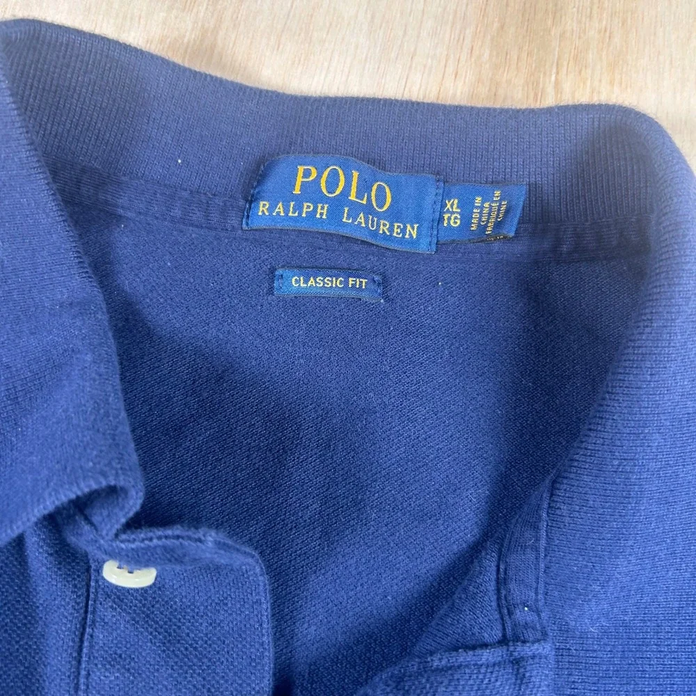Polo Ralph Lauren Mens XL Blue Classic Fit Short Sleeve Pique Polo Shirt Navy